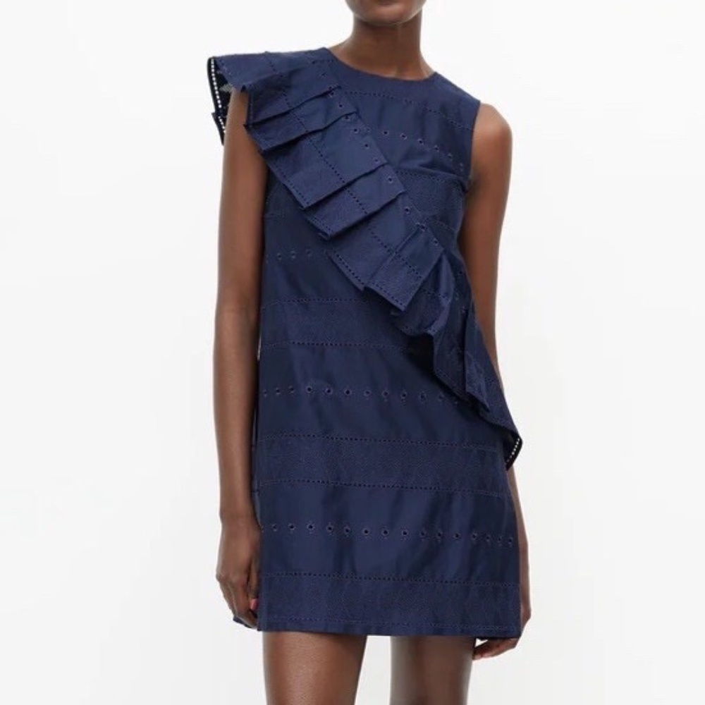Ted Baker Mahlene Sleeveless Ruffle Trim Cotton Embroidered Eyelet Dress 12